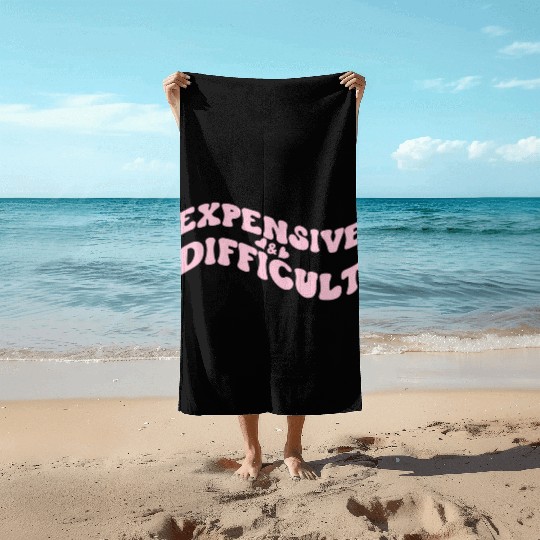 Expensive And Difficult Bougie Bougee Preppy Aesth Beach Towels