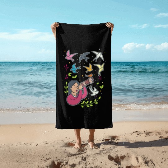 Bird Birdwatching Birdwatcher Beach Towels