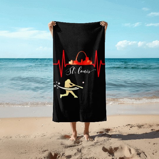 Saint Louis Red Cardinal Dress Heartbeat Baseball Beach Towels