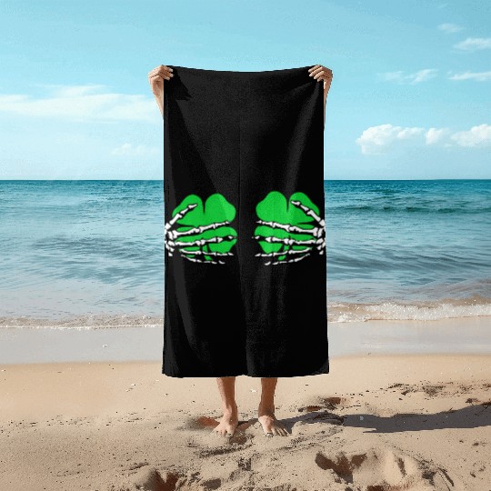 St Patricks Day Boob Pumpkin Shamrock Skeleton Han Beach Towels