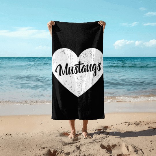 Mustangs School Sports Fan Team Spirit Mascot He Beach Towels