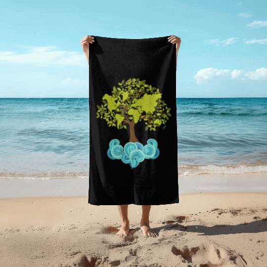 Trees Plants Waves Nature Earth Day Beach Towels
