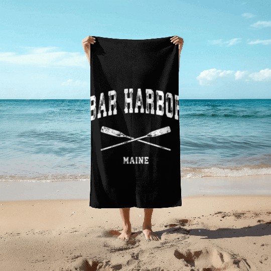 Bar Harbor Maine Nautical Crossed Oars Beach Towels
