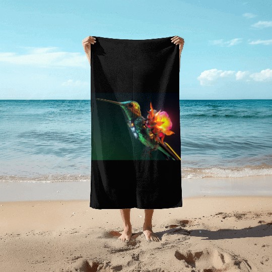 Techno Hummingbird Beach Towels
