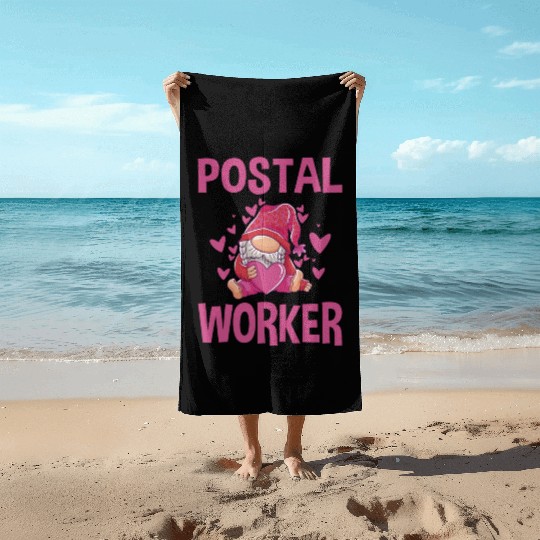 Cute Postal Worker Gnome Outfit Postman Beach Towels