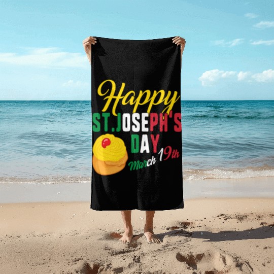 Happy St Josephs Day Jesus Catholic Religious Marc Beach Towels