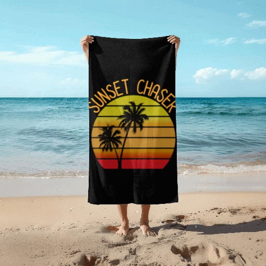 Sunset Chaser Beach Vacation Palm Tree Sand And Su Beach Towels