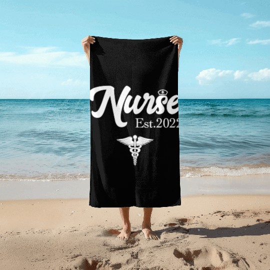 Registered Nurse Est 2022 Rn Nursing School Gradua Beach Towels