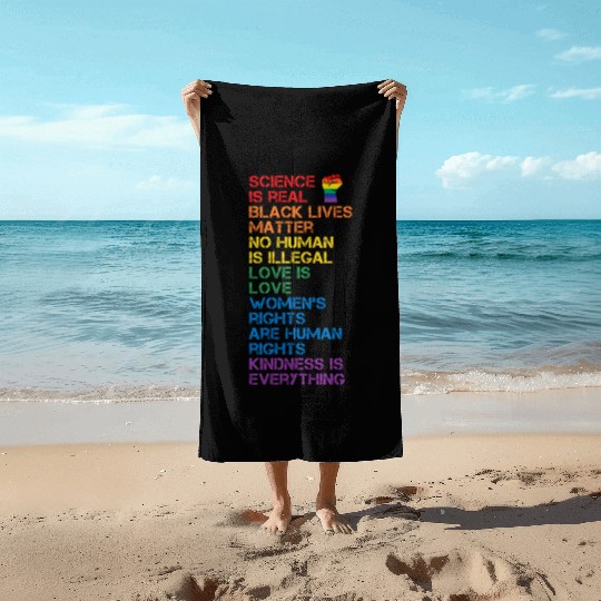 Science Is Real Black Lives Matter Lgbt Blm Fist Beach Towels