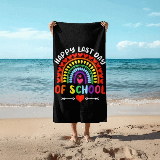 Rainbow Happy Last Day Of School Teacher Boys Beach Towels