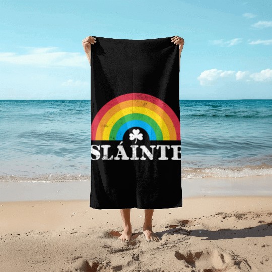 Slainte 80S 70S Rainbow Irish St PatricDay Beach Towels