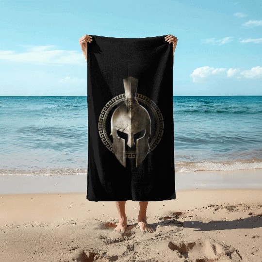 Spartan Helmet Warrior Gladiator Workout Sparta Gr Beach Towels