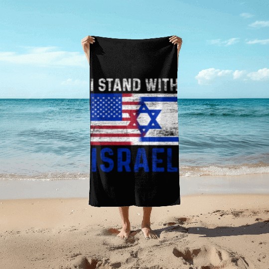 Us Flag I Stand With Israel Beach Towels