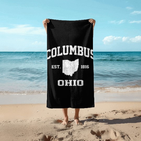 Columbus Ohio Oh State Athletic Style Beach Towels