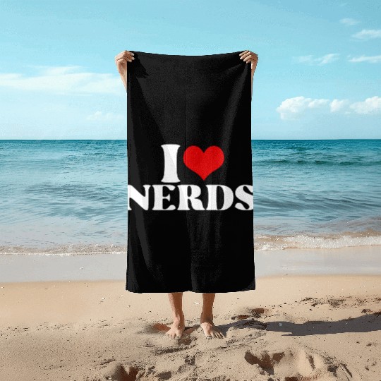 i love nerds Beach Towels