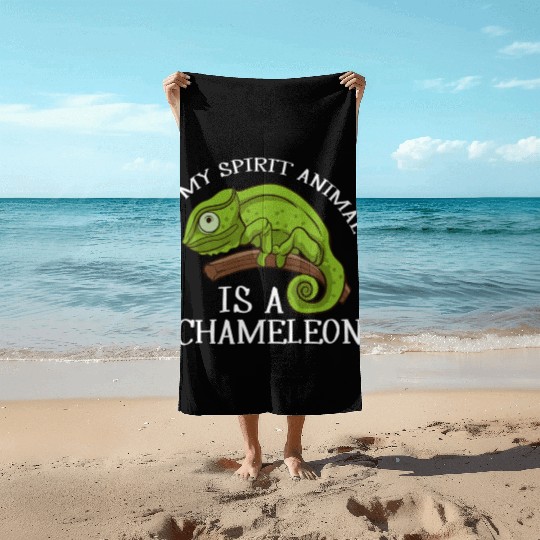 My Spirit Animal Is A Chameleon Lizard Chameleon Beach Towels