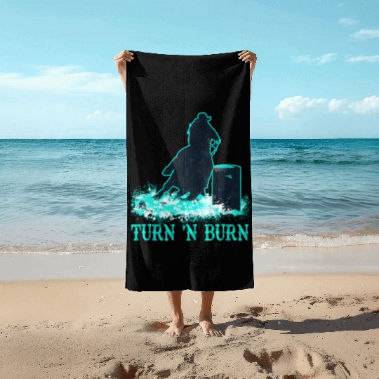 Barrel Racer Barrel Racing Horse Turn And Burn Tea Beach Towels