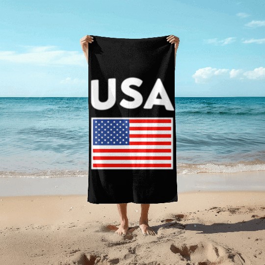 Usa Flag United States Blue Red And White Beach Towels