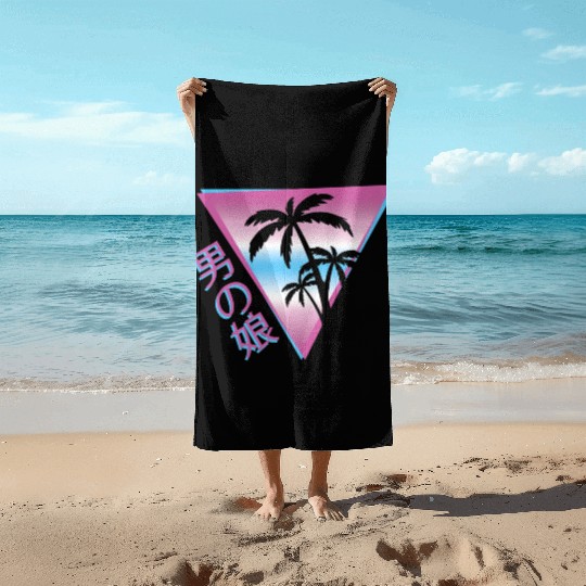 Femboy 80S 90S Palm Tree Japanese Vaporwave Aesthe Beach Towels