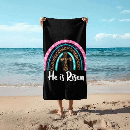 Easter For Christian N Mom He Is Risen Leopard Beach Towels