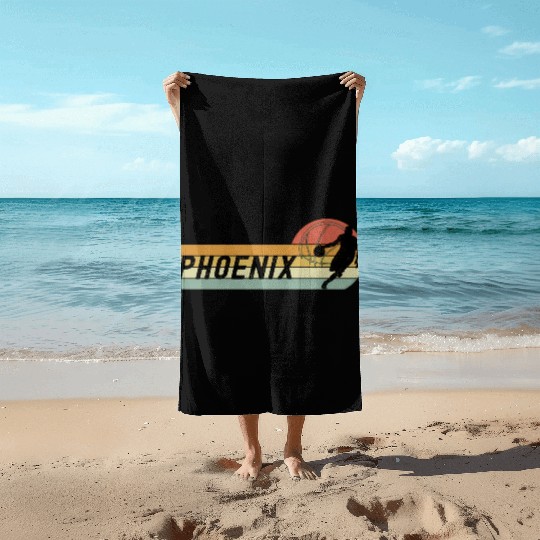 Phoenix Az Cityscape Sun Basketball Fans Beach Towels