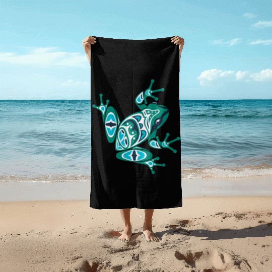 Native American Indian Style Frog Pacific Northwes Beach Towels