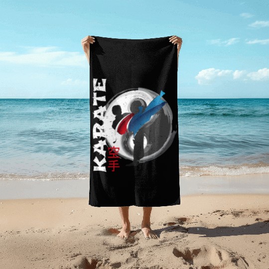 Martial Side Kick Ying Yang Karate Beach Towels