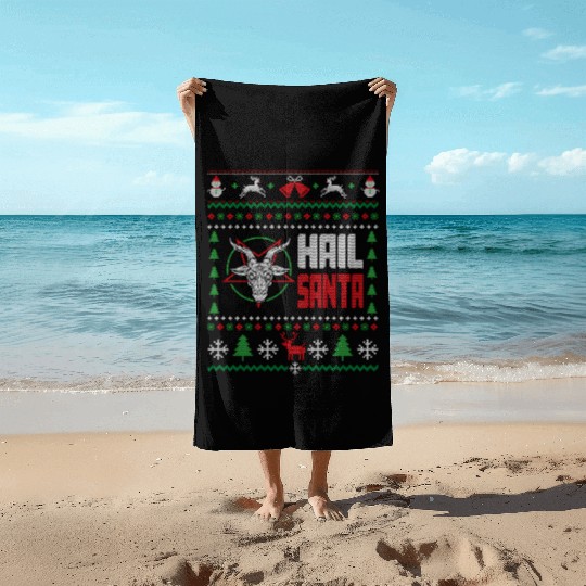 Hail Santa Ugly Beach Towels