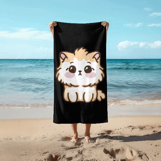 cute kawaii cat valentine gift 1 Beach Towels