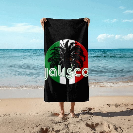 Jalisco Mexico Flag Native Palm Tree Mexican Beach Towels