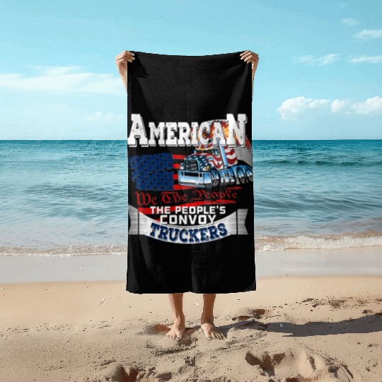 The People'S Convoy 2022 Usa Truck Driver Freedom Beach Towels