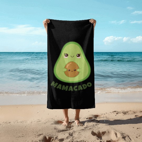 Mamacado Announcement Pregnant Avocado Pregnancy Beach Towels