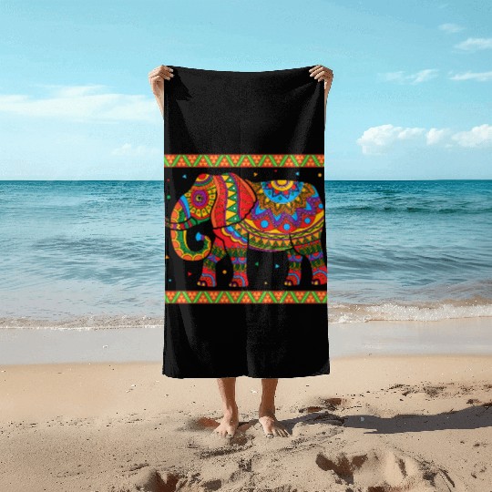 Indian Elephant Colorful Animal Africa Zookeeper S Beach Towels