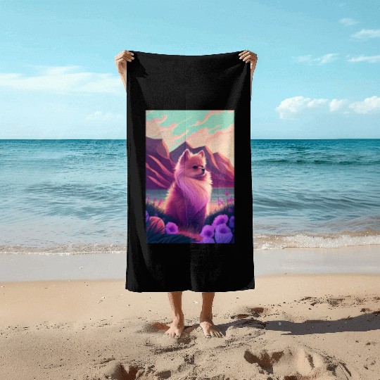 Pomeranian Nature Beach Towels