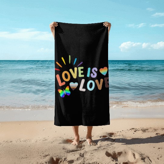 Love is Love - LGBTQ Gay Pride Rainbow Beach Towels