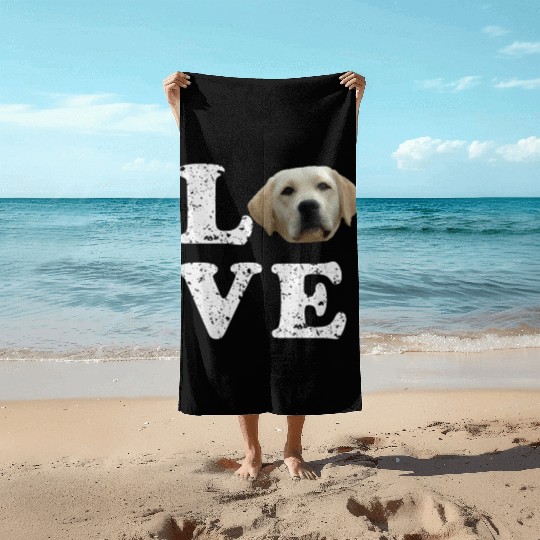 I Love My Yellow Lab Labrador Retriever Dog Beach Towels