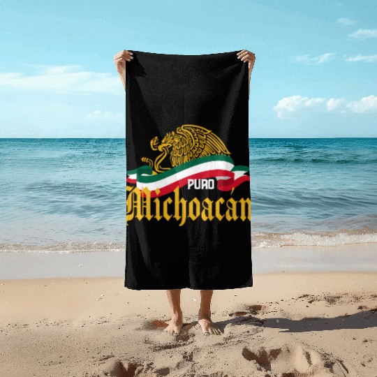 Michoacán Mexico Puro Michoacán Yellow Eagle Flag Beach Towels
