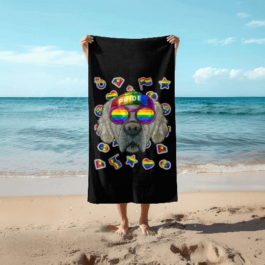 Lgbt Golden Retriever Gay Pride Month Dog Rainbow Beach Towels