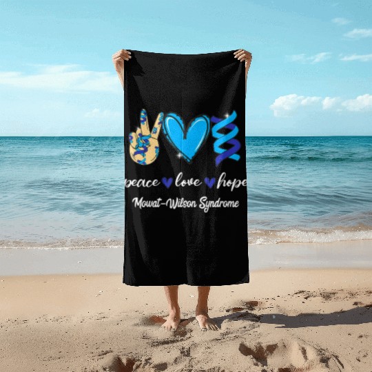 Peace Love Cure Mowat-Wilson Syndrome Blue Ribbon Beach Towels