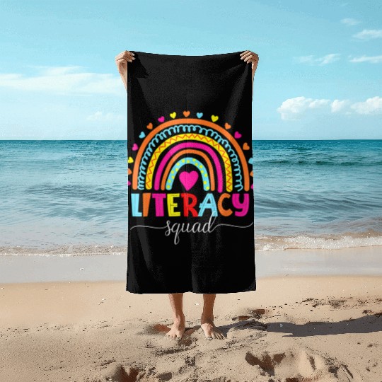 Literacy Squad Reading Teacher Rainbow Back To Sch Beach Towels