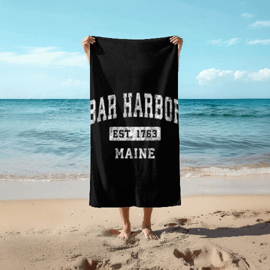 Bar Harbor Maine Me Established Sports Beach Towels
