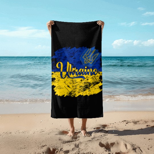 Ukraine Ukrainian Flag I Stand With Ukraine Pride Beach Towels