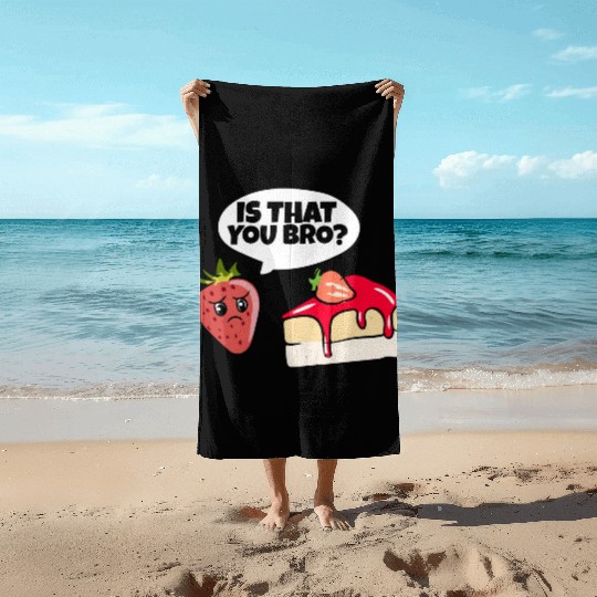 Strawberry Cake Pun Beach Towels
