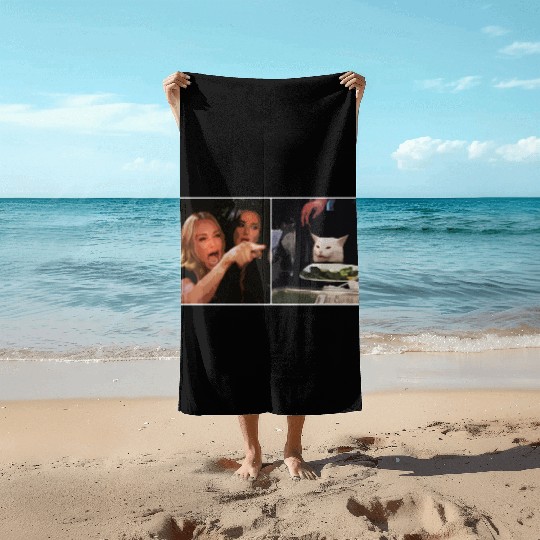 Yelling At A Cat Meme Beach Towels