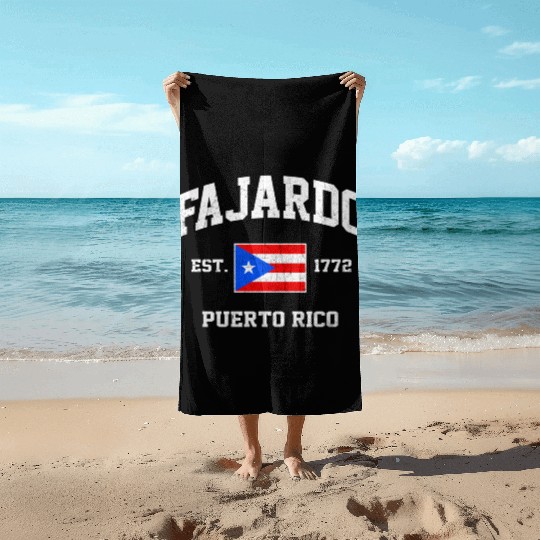 Fajardo Puerto Rico Boricua Flag Athletic Style Beach Towels