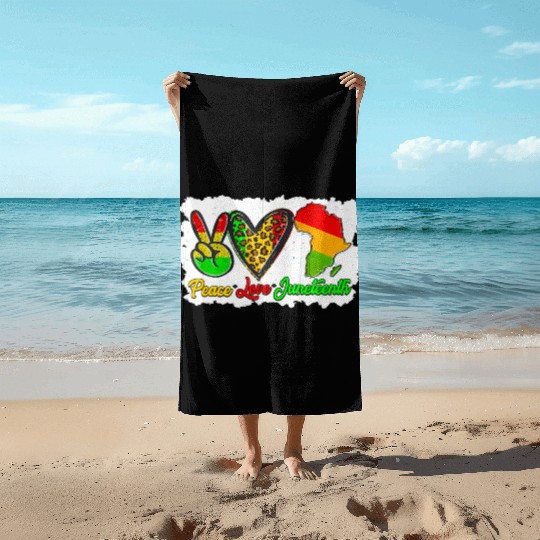 Peace Love Junenth Pride Black Africa American Beach Towels