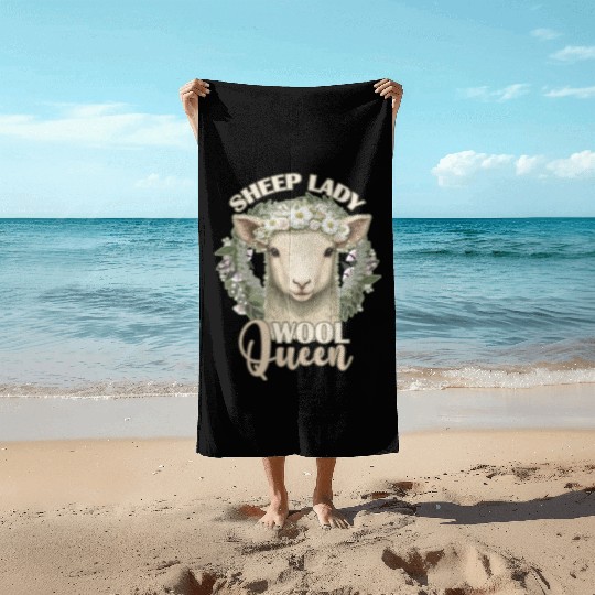 Sheep Lady Wool Queen Spring Flower Animal Funny F Beach Towels