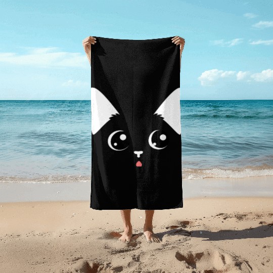 Sweet Kitten Face Cat Mom Cat Dad Beach Towels