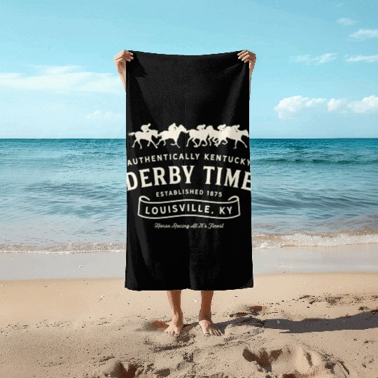 Derby Time Louisville Kentucky Horse Racing Beach Towels