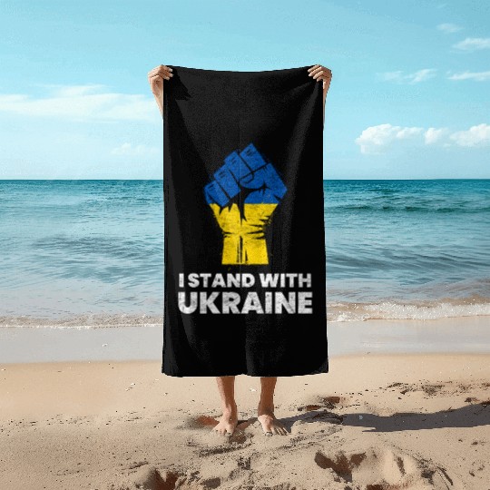 Ukrainian Flag I Stand With Ukraine Flag Beach Towels